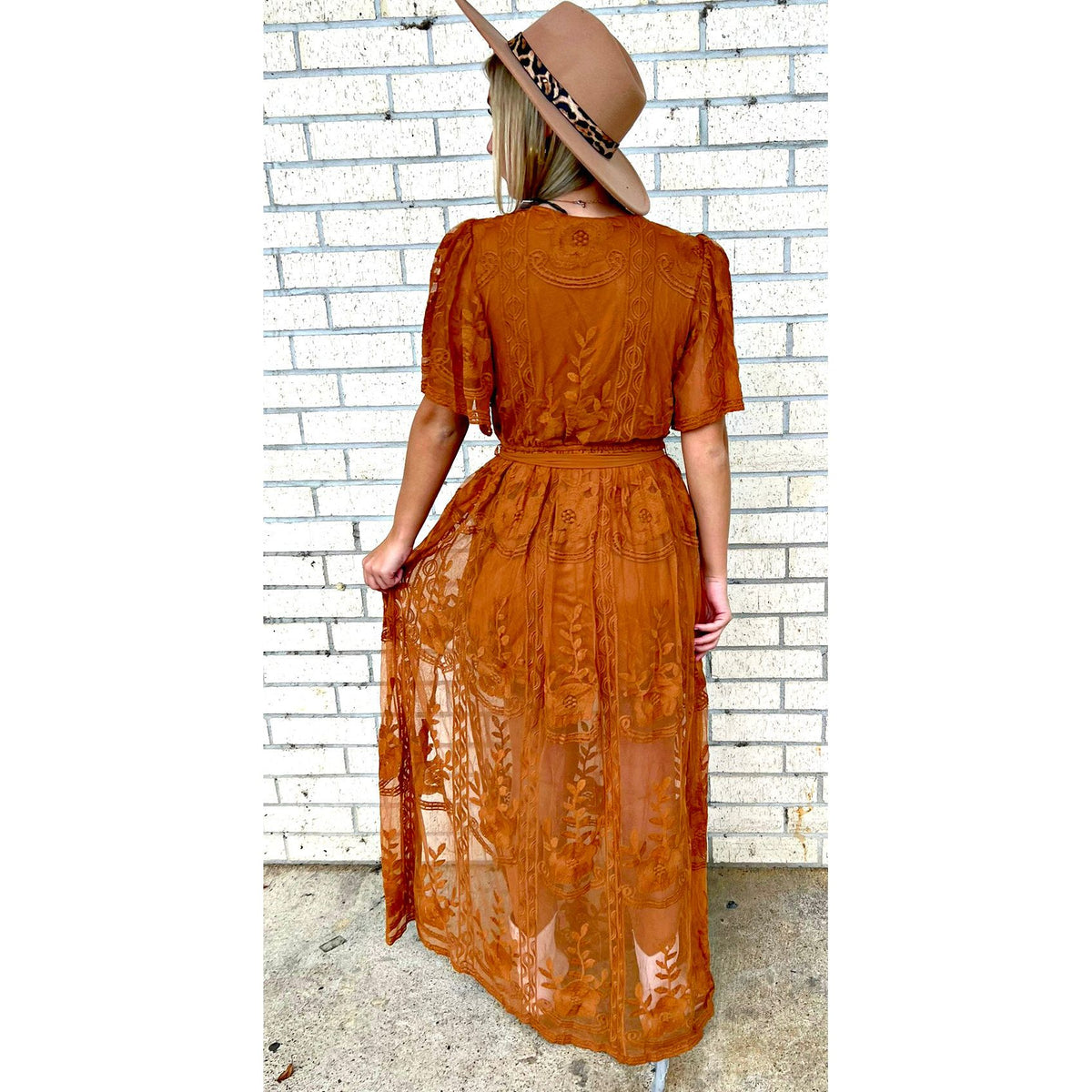 Lace Fall Rust Lace Maxi Dress