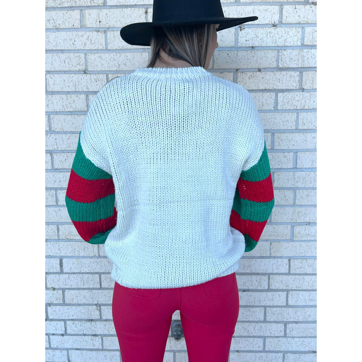 Merry Stripe Sleeve Sweater Christmas