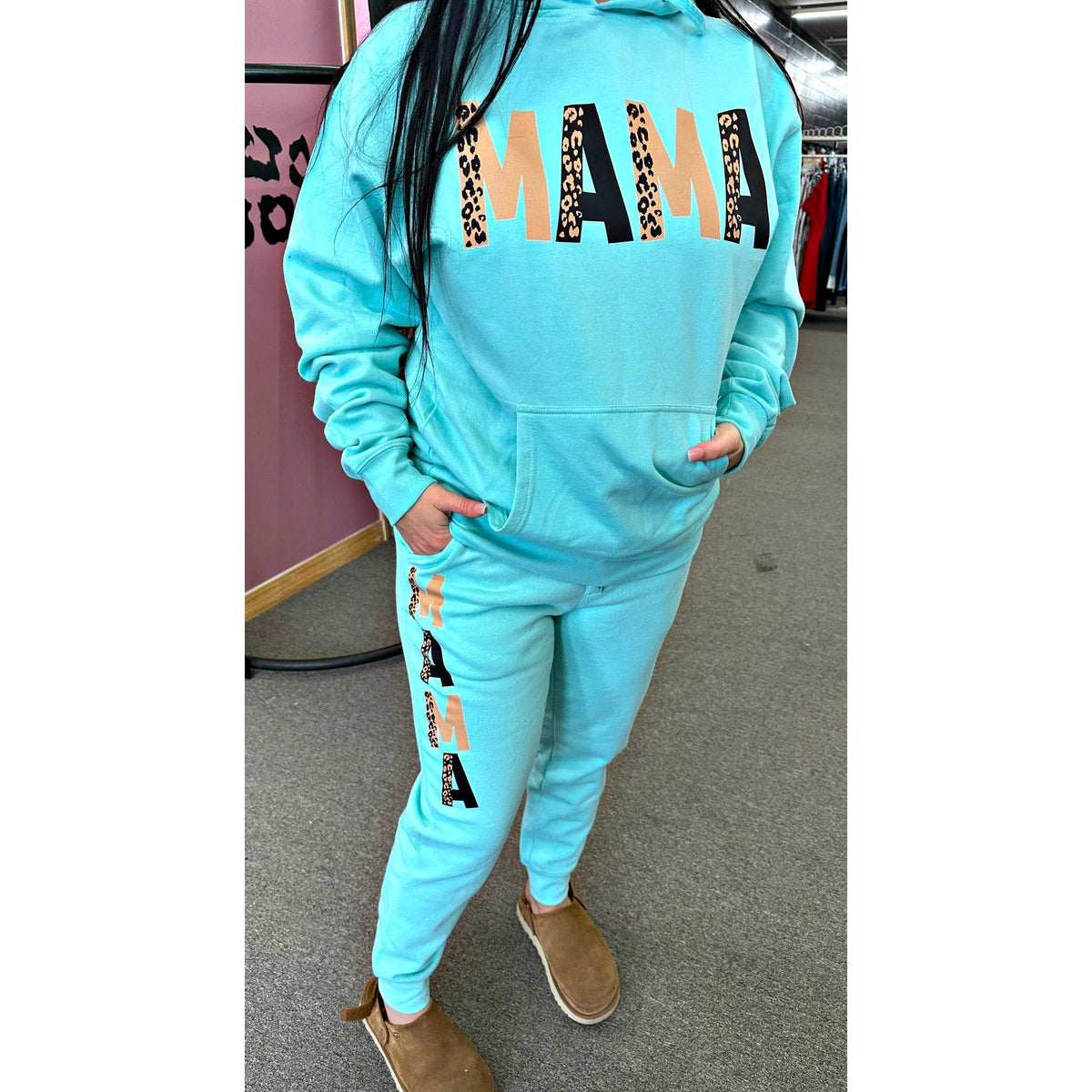Custom/aunt/mama BRIGHT COLOR  Jogger Set ( with hoodie teal, pink, purple ,red ect)