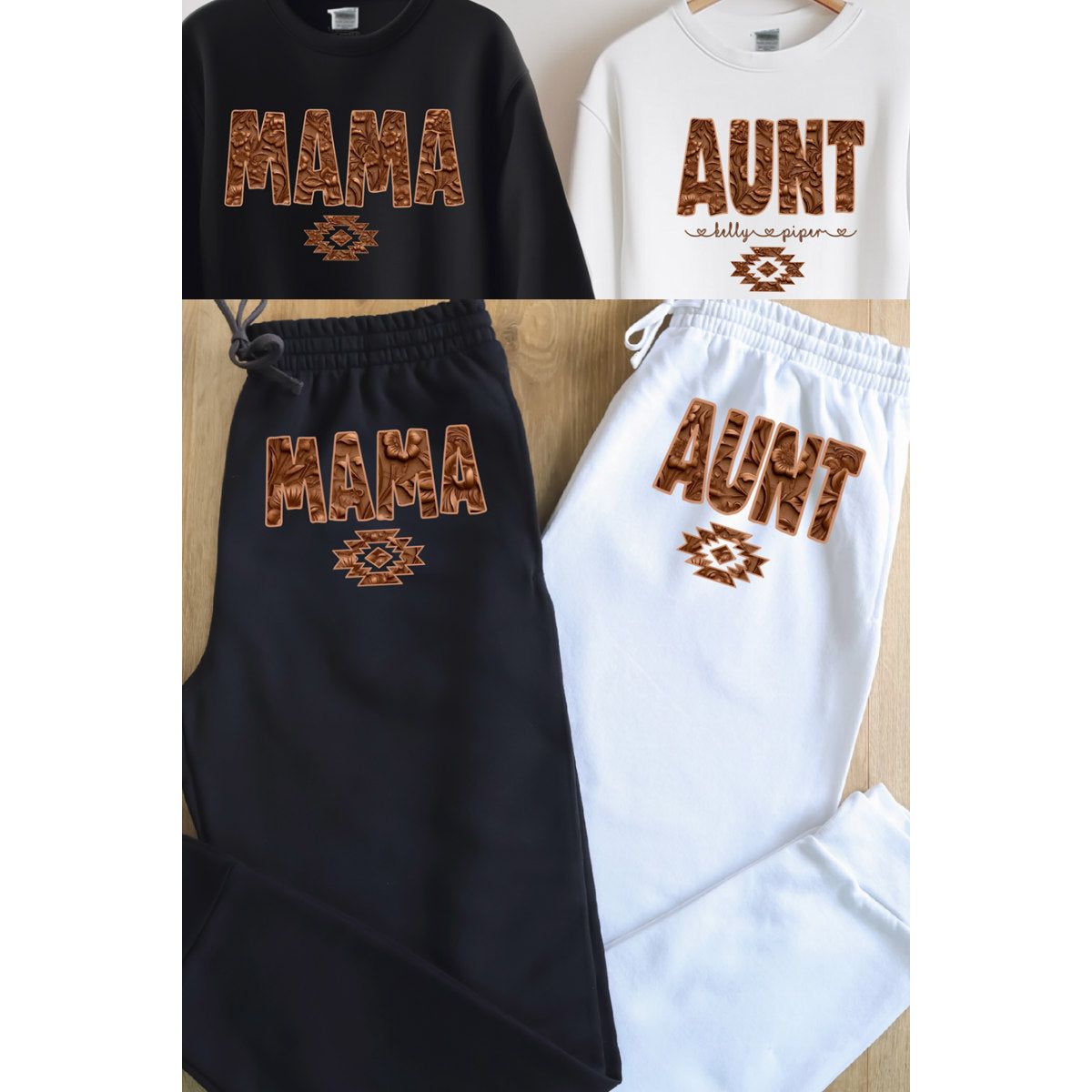 Tan Faux Embossed Leather Western Aunt/mom/CUSTOM Joggers