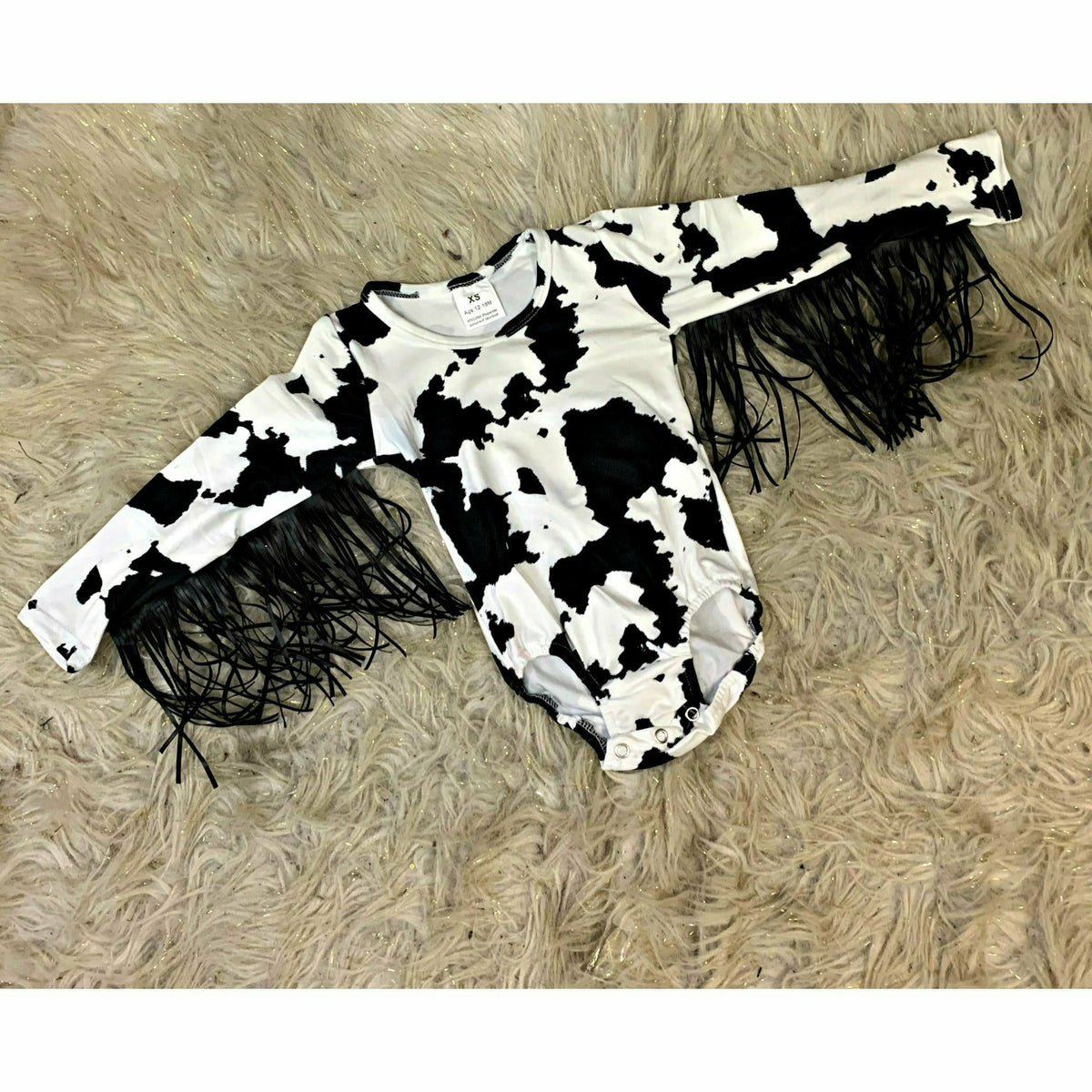Cow print Fringe onesie