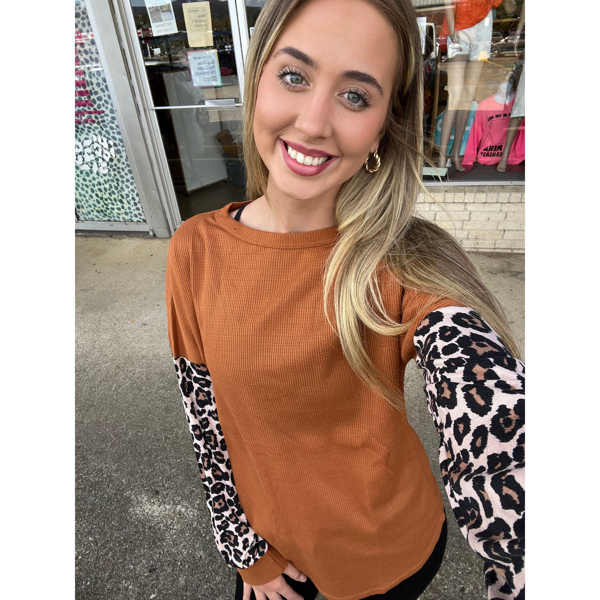 Abby Leopard Sleeve Top