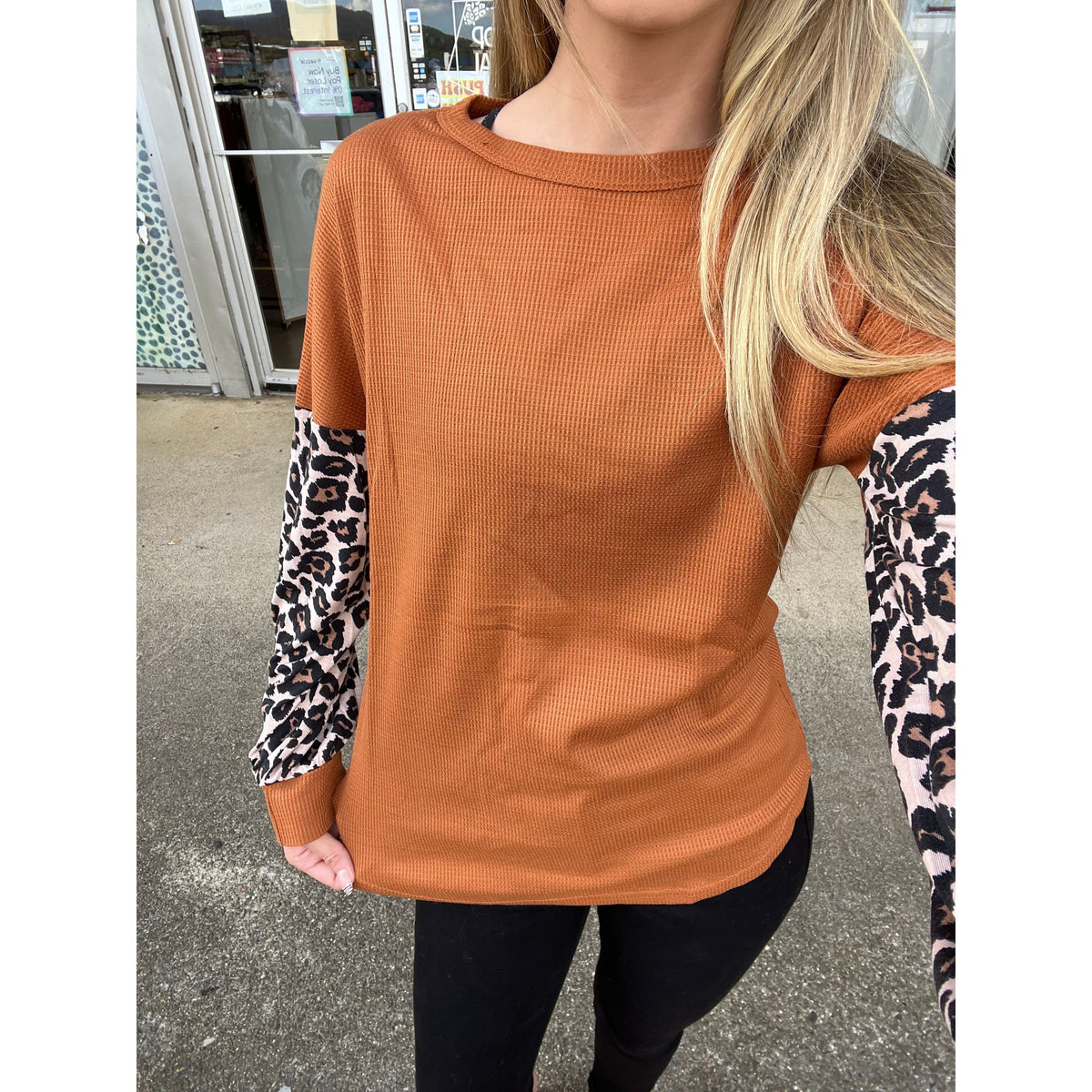 Abby Leopard Sleeve Top