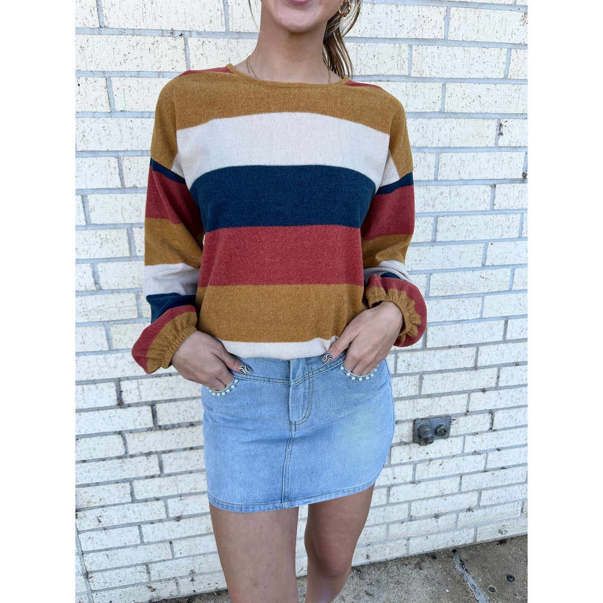 Tanya Fall Soft Stripe Sweater Top