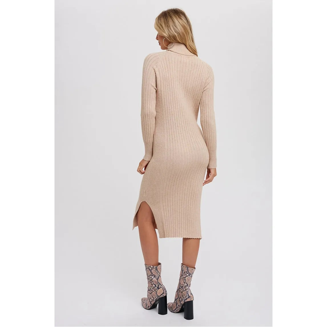 Tenli Tan Ribbed Sweater Dress