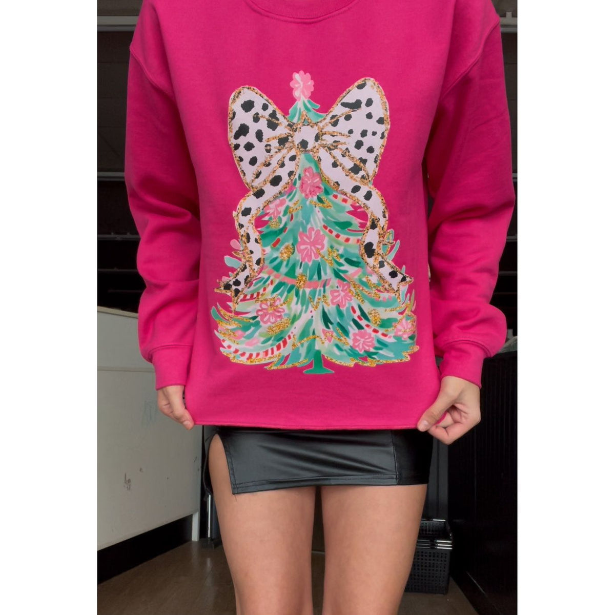 Christmas tree Side bow sweatshirt