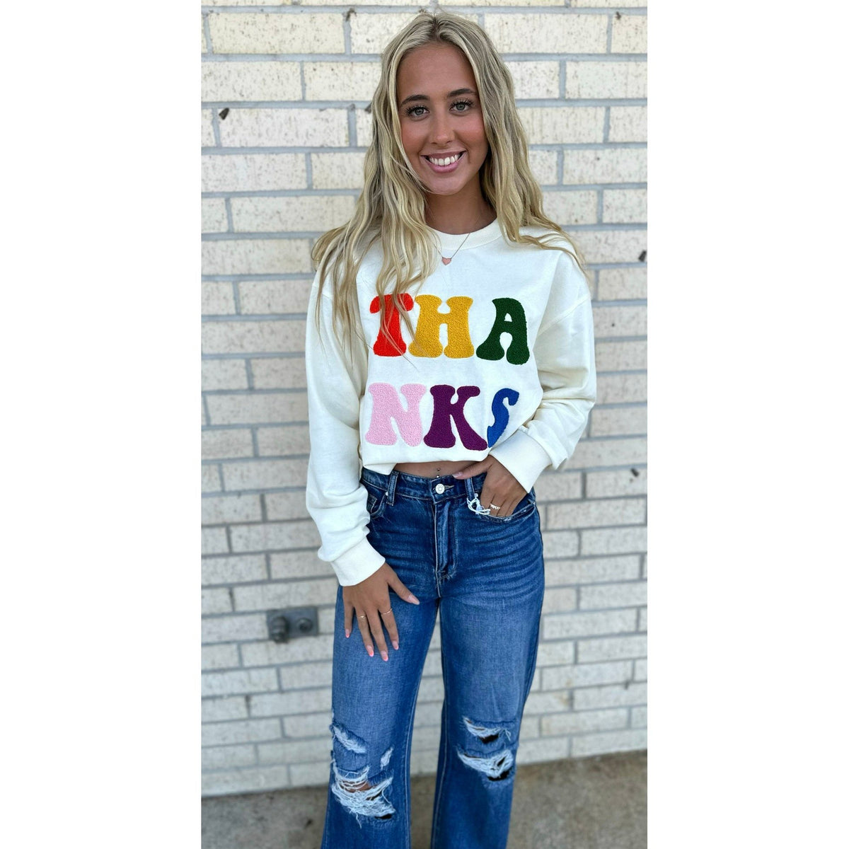 Fall THANKS Colorful  Sweater