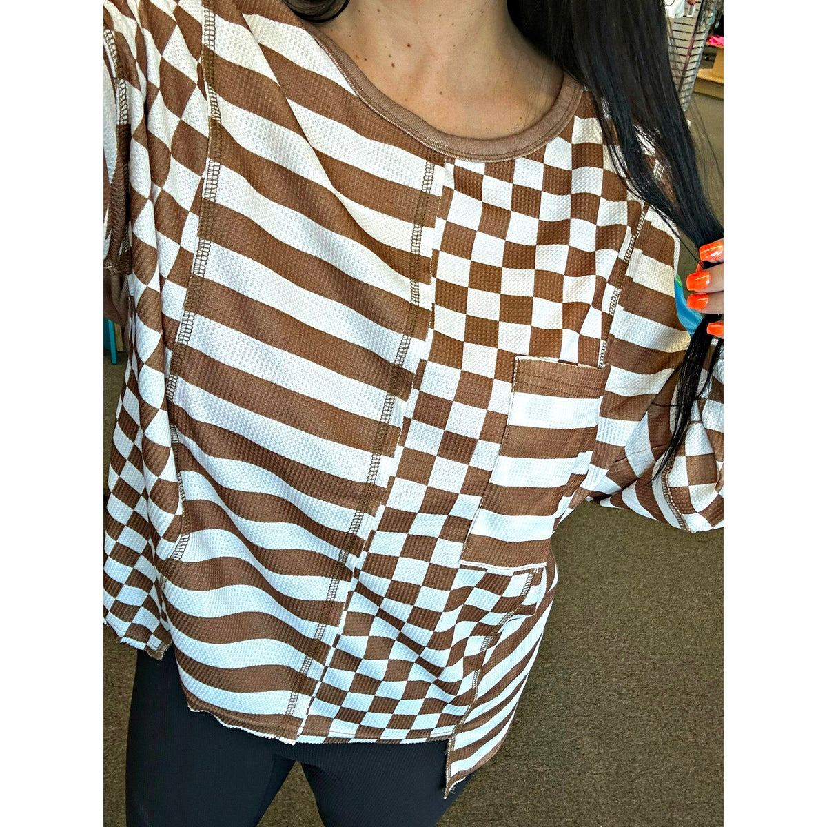 Brandy Brown checkered top