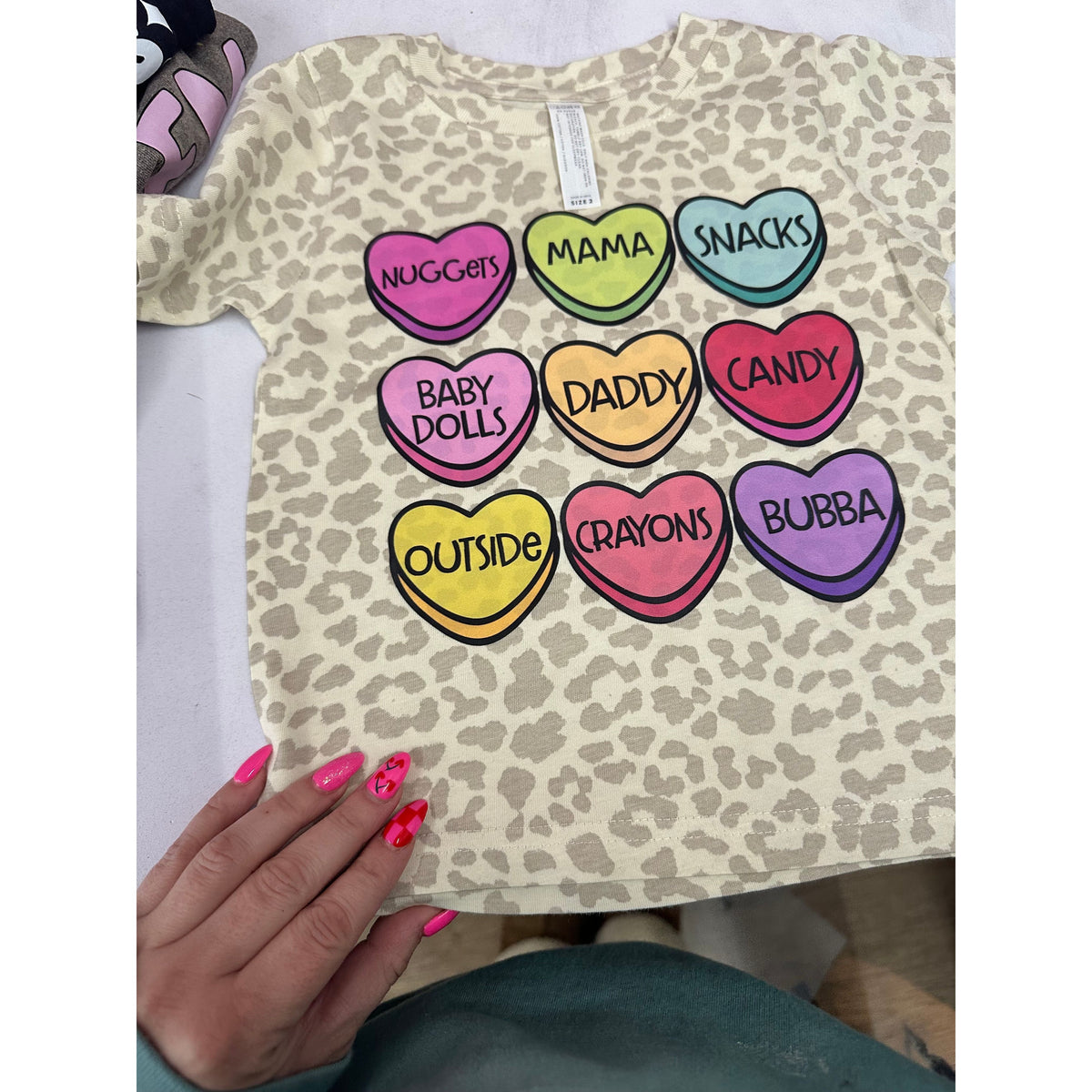 Custom candy heart leopard adult/toddler/kids tee