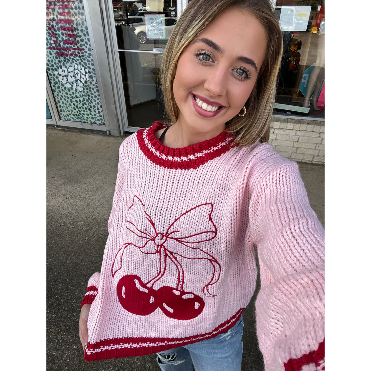 Cherry Pink knit Sweater