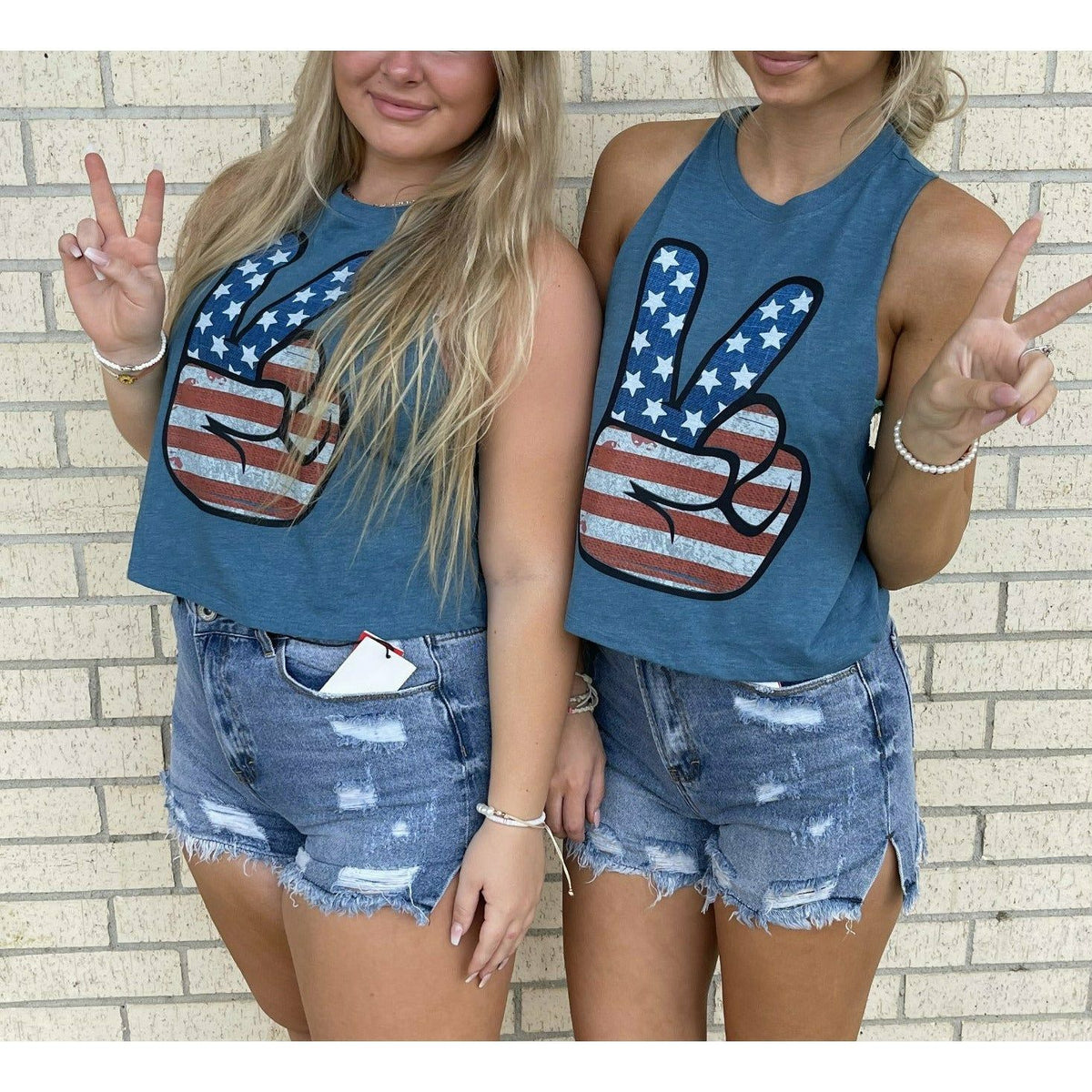 Peace Sign Flag Crop Tank 4th of july
