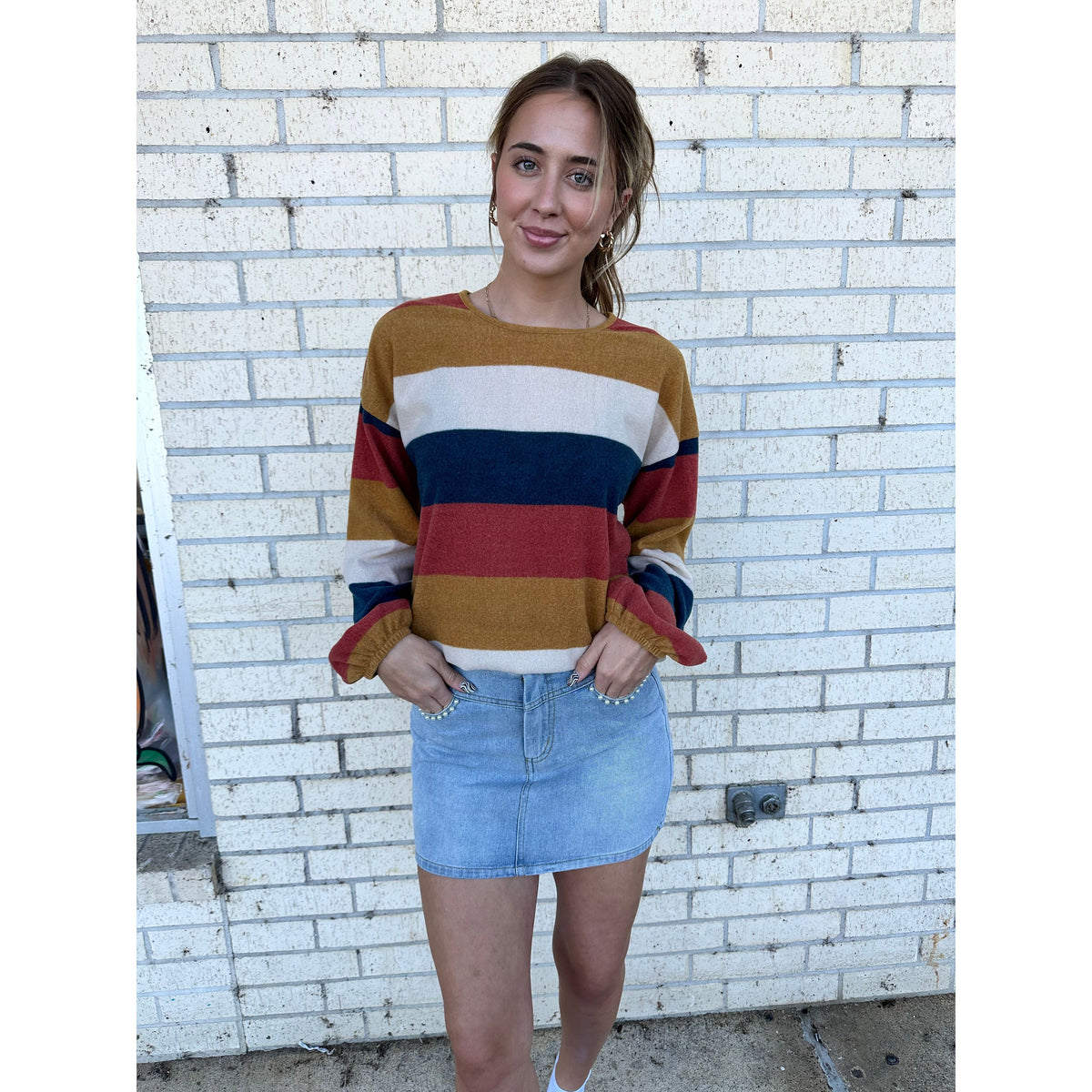 Tanya Fall Soft Stripe Sweater Top