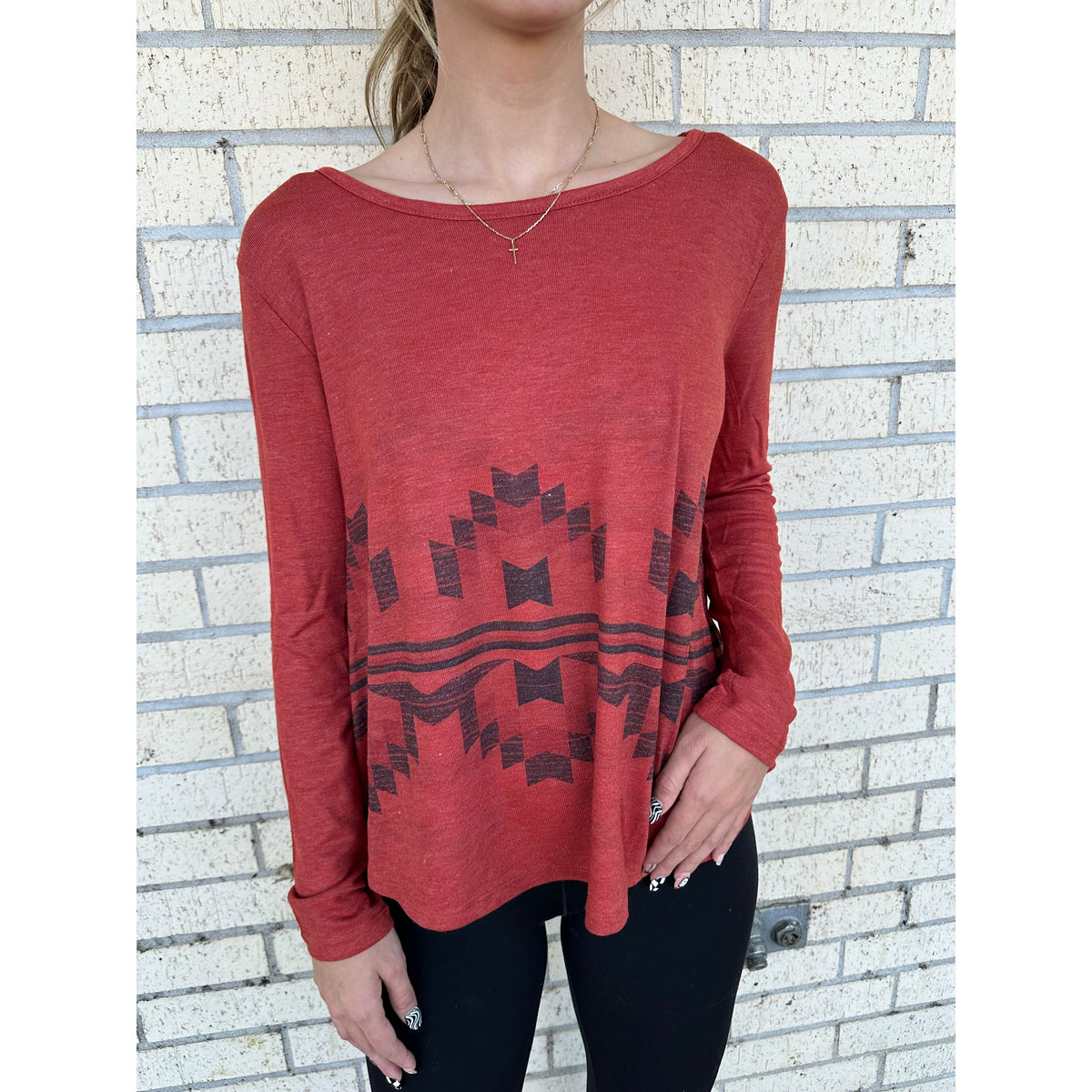 Whitney Aztec Boat Neck Top