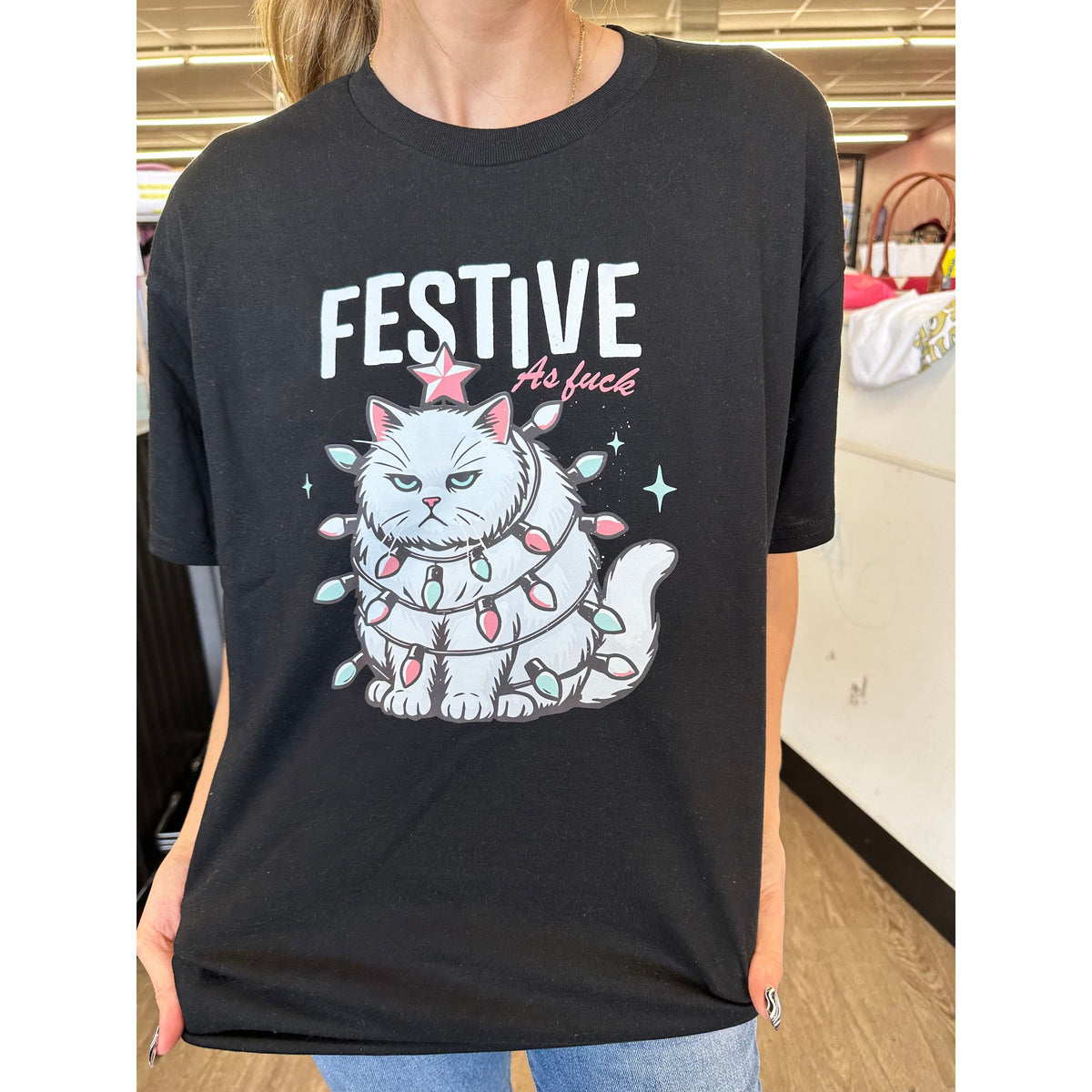 Festive AF Cat Christmas tee or sweatshirt