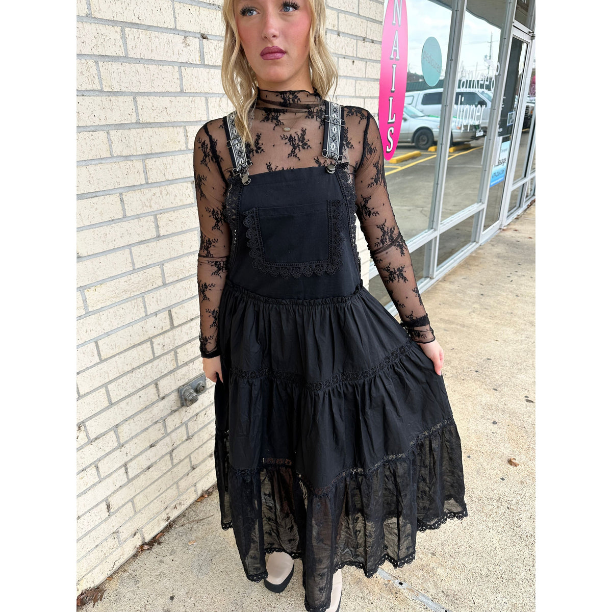 High Class Black Overall Dress Lace