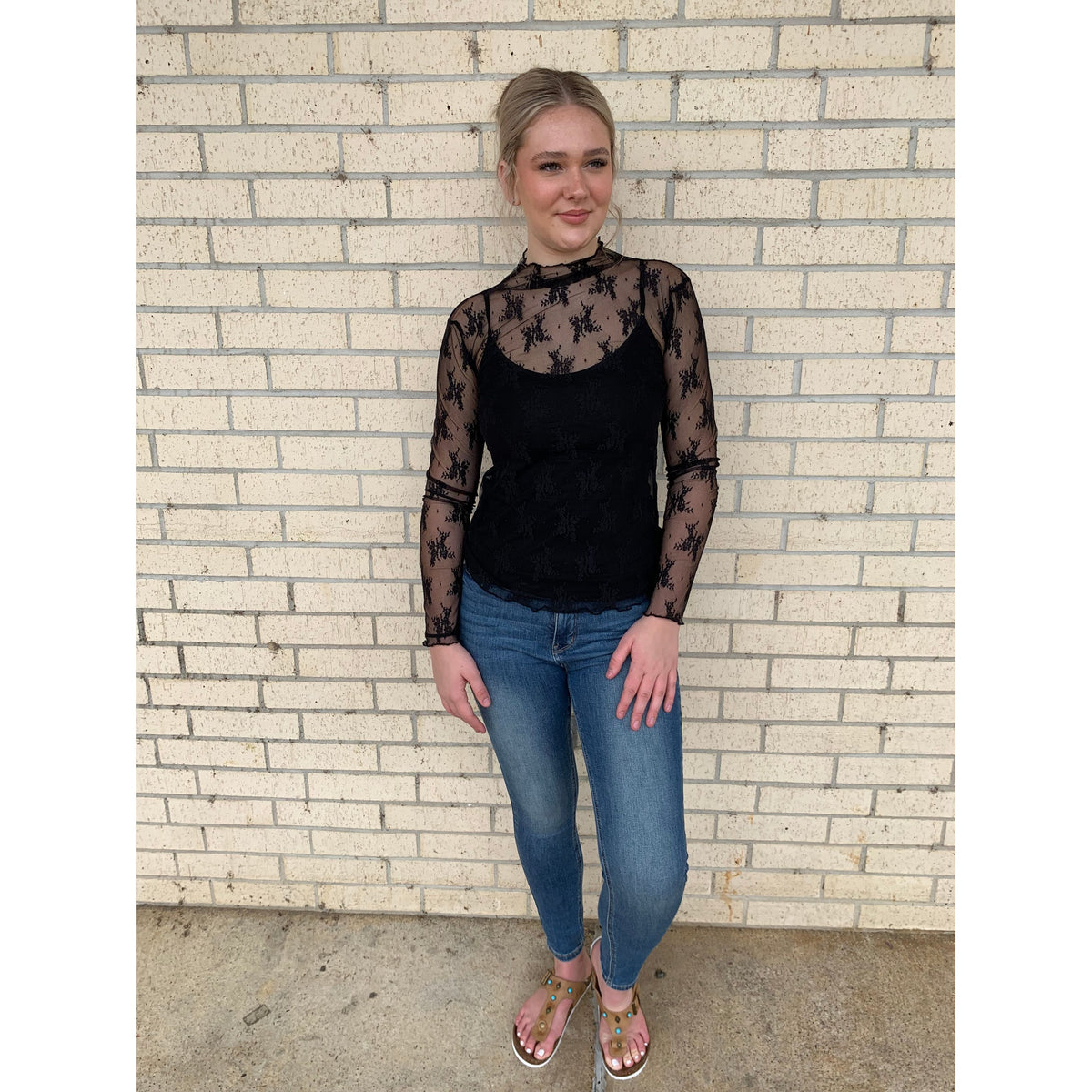 black Lace See-Through Layering Top