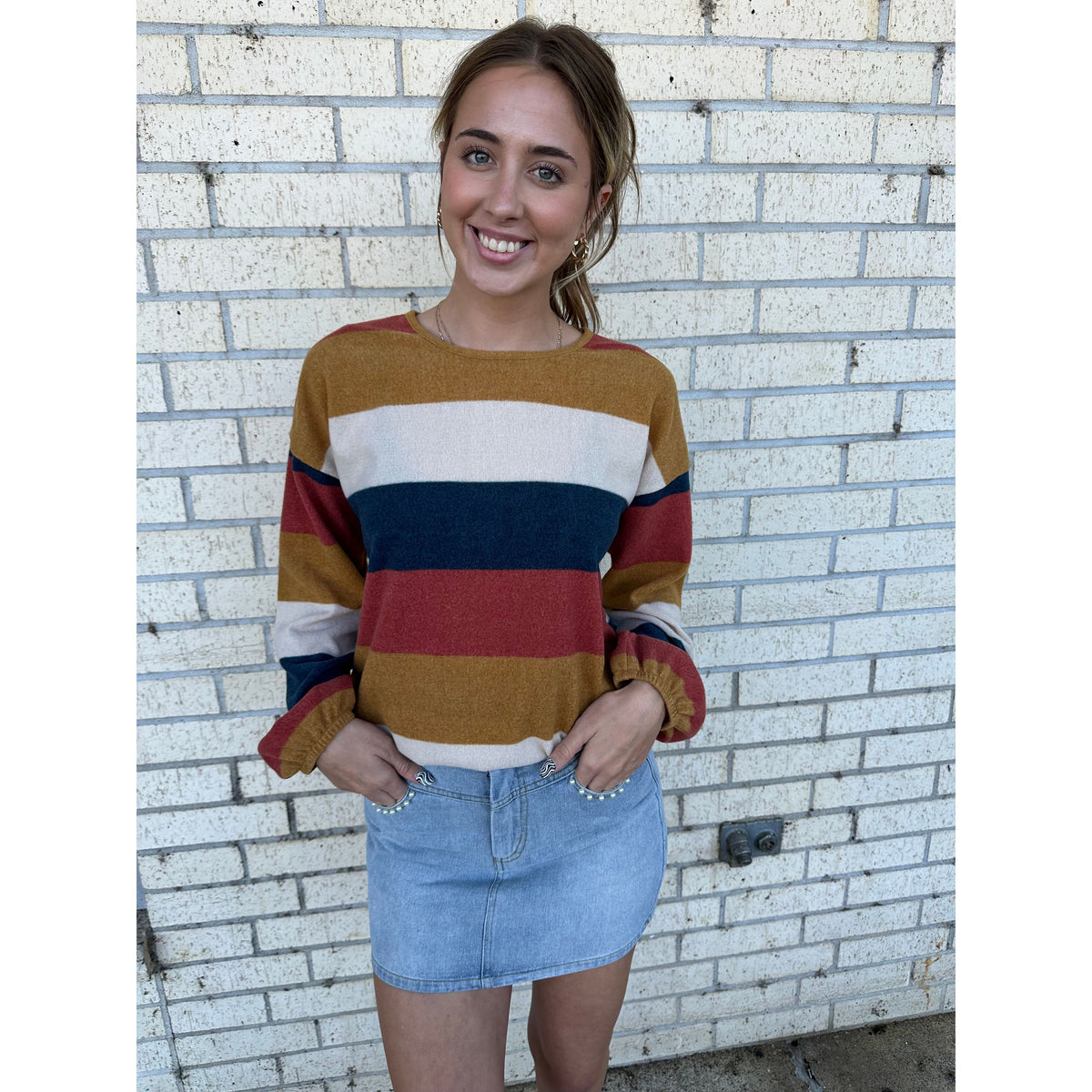 Tanya Fall Soft Stripe Sweater Top