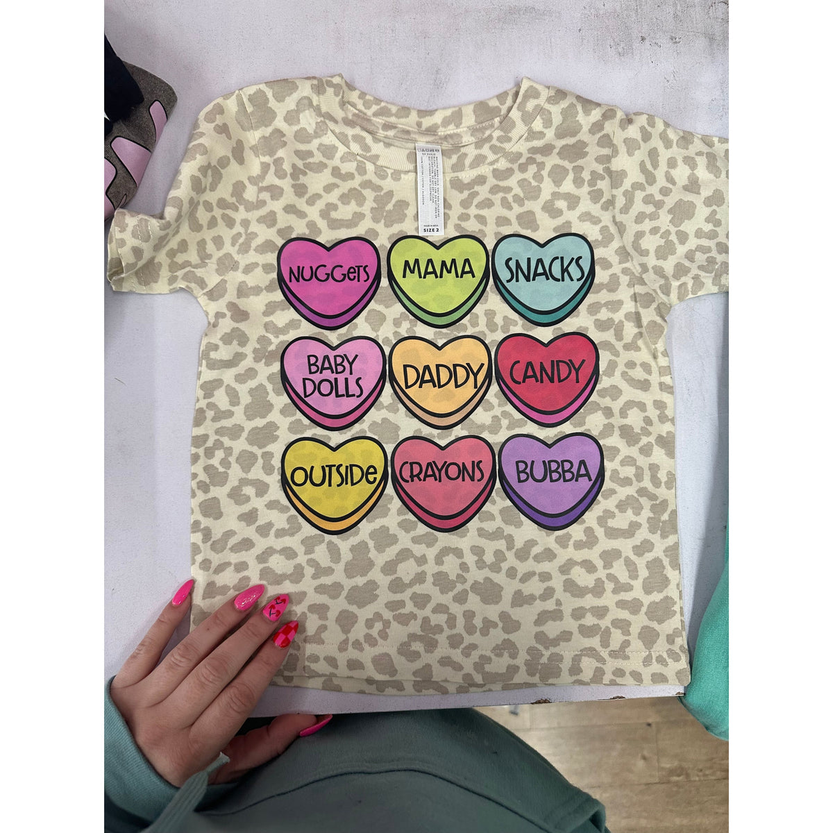 Custom candy heart leopard adult/toddler/kids tee