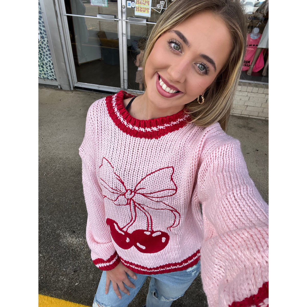 Cherry Pink knit Sweater