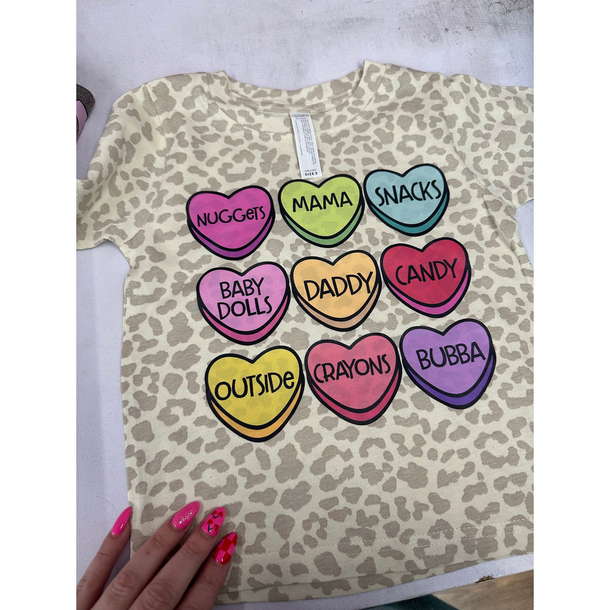 Custom candy heart leopard adult/toddler/kids tee