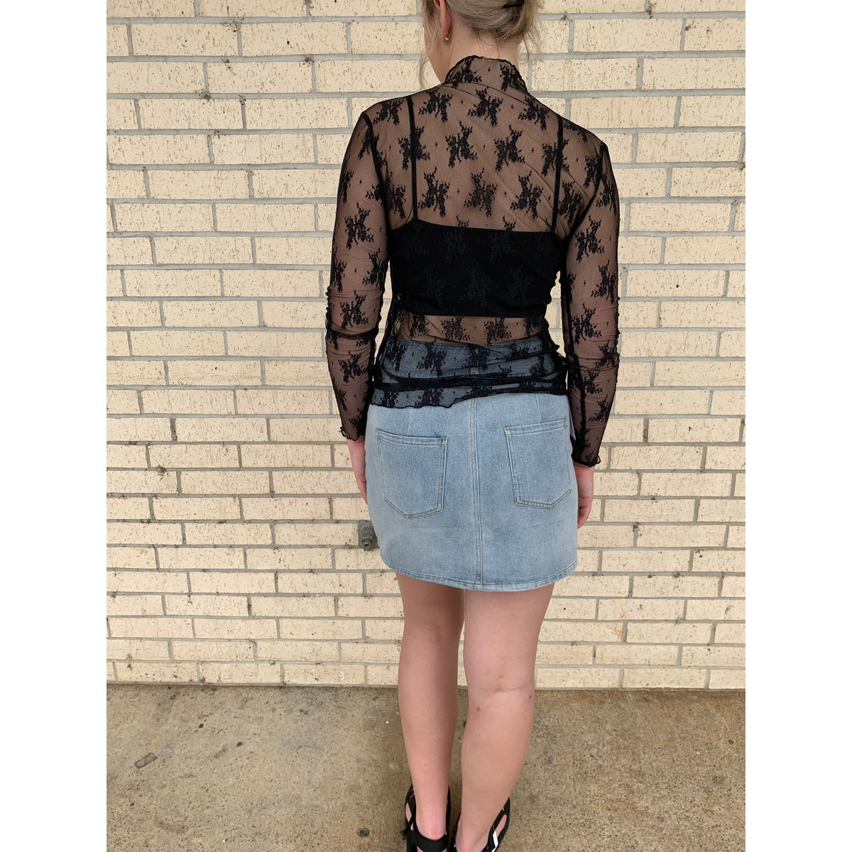 black Lace See-Through Layering Top