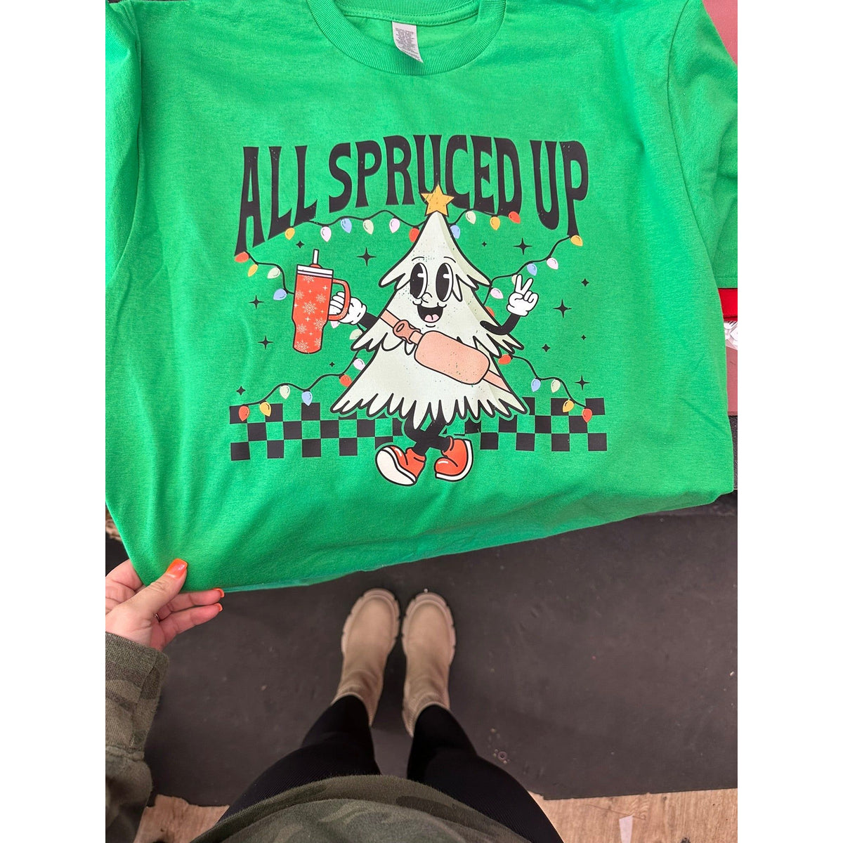 All spruced up Christmas tee or sweatshirt