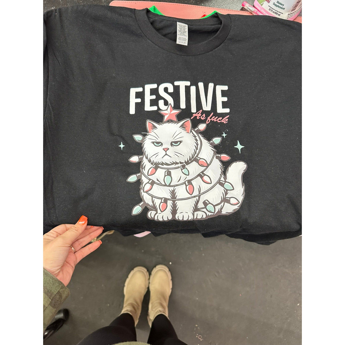 Festive AF Cat Christmas tee or sweatshirt