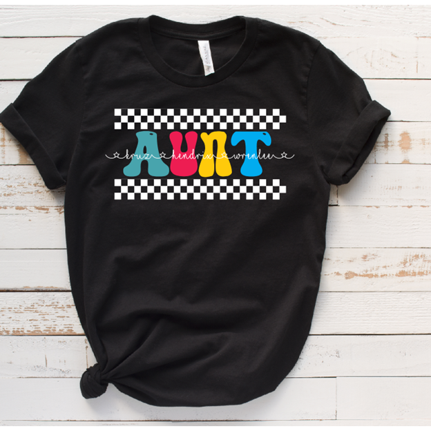 Aunt/Mama/Or Custom Checkered Tee or sweatshirt