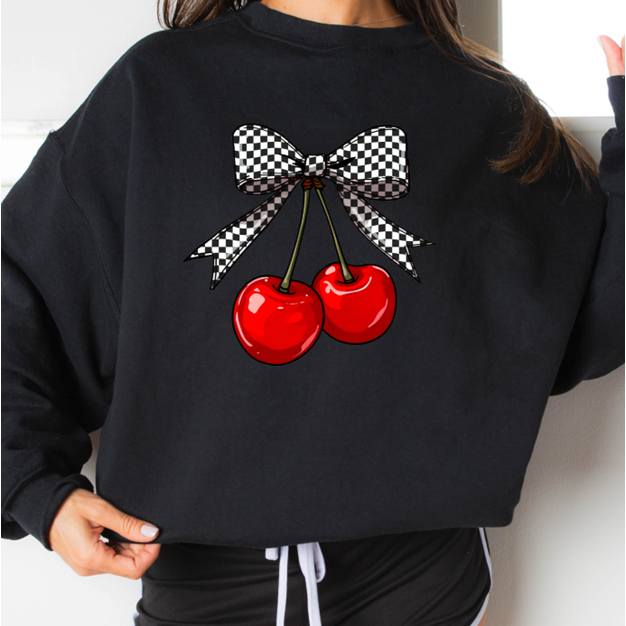 Checkered Cherry Tee or Sweatshirt