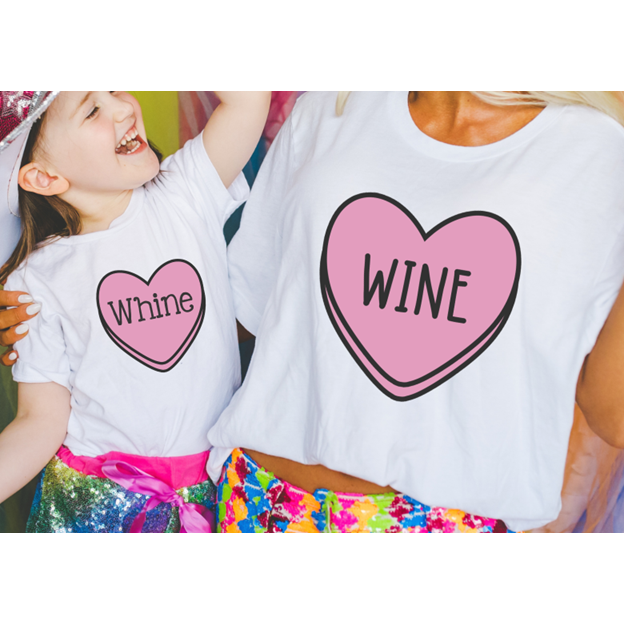 WHINE OR WINE CANDY HEART kids or adult