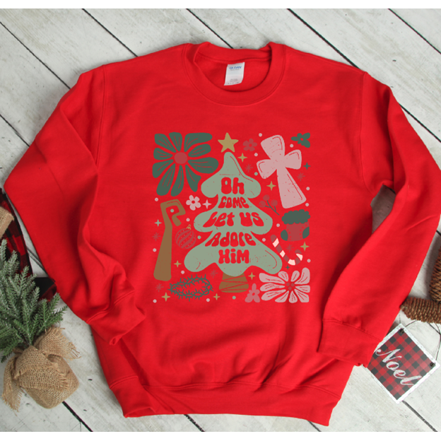 let us adore him Christmas tee or sweatshirt