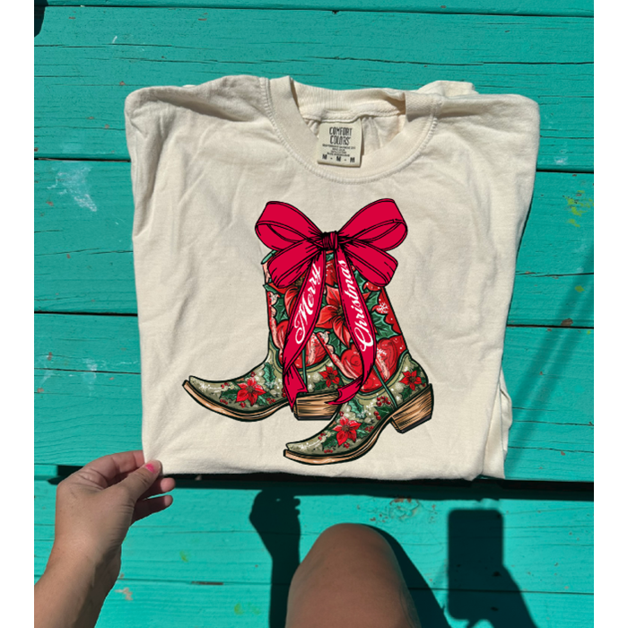 Christmas Western BootsTee or Sweatshirt