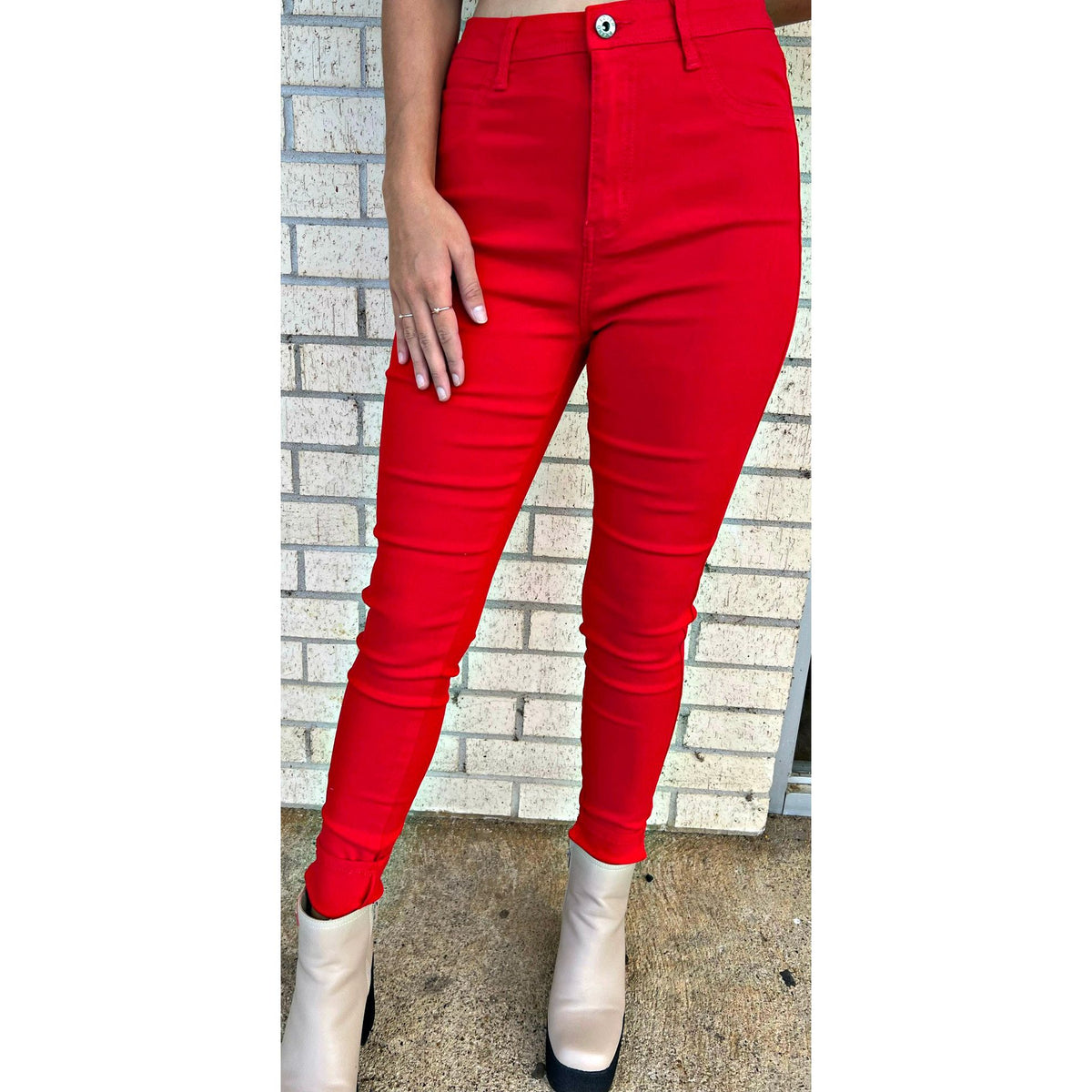 Kelzi Red Stretch Skinny Jeans