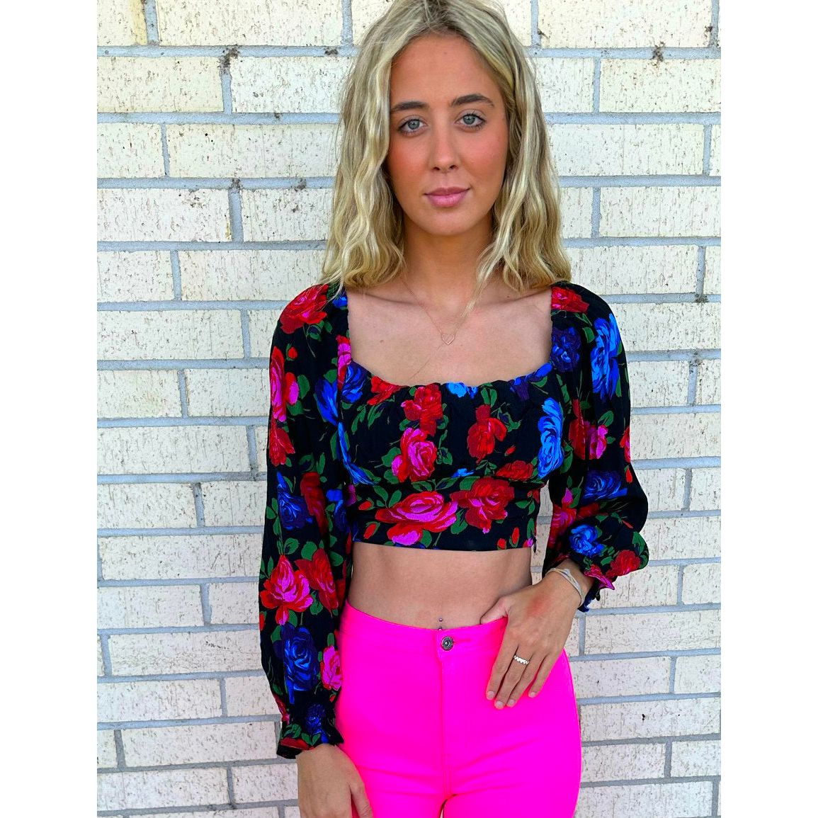 Rose All Day Floral Lux Crop Top