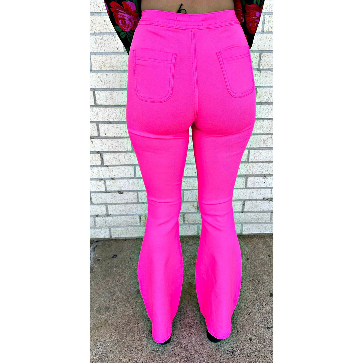 Stretchy Rae Neon Pink Flare Jeans