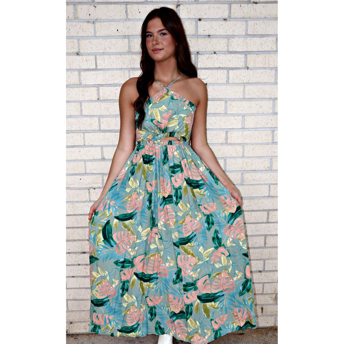Spring Ayla Sage Floral Maxi Dress