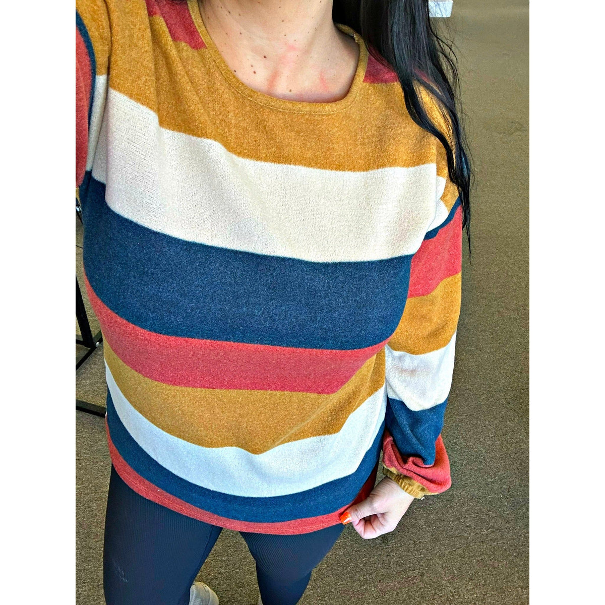 Tanya Fall Soft Stripe Sweater Top