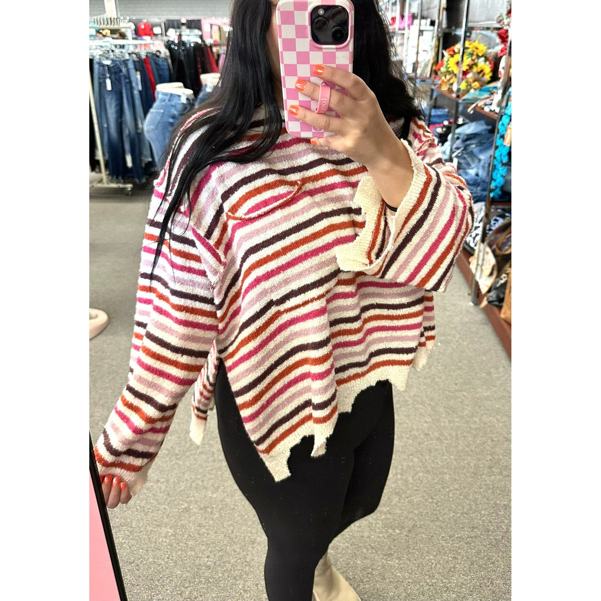 Fiona Boho Stripe Long Sleeve Sweater