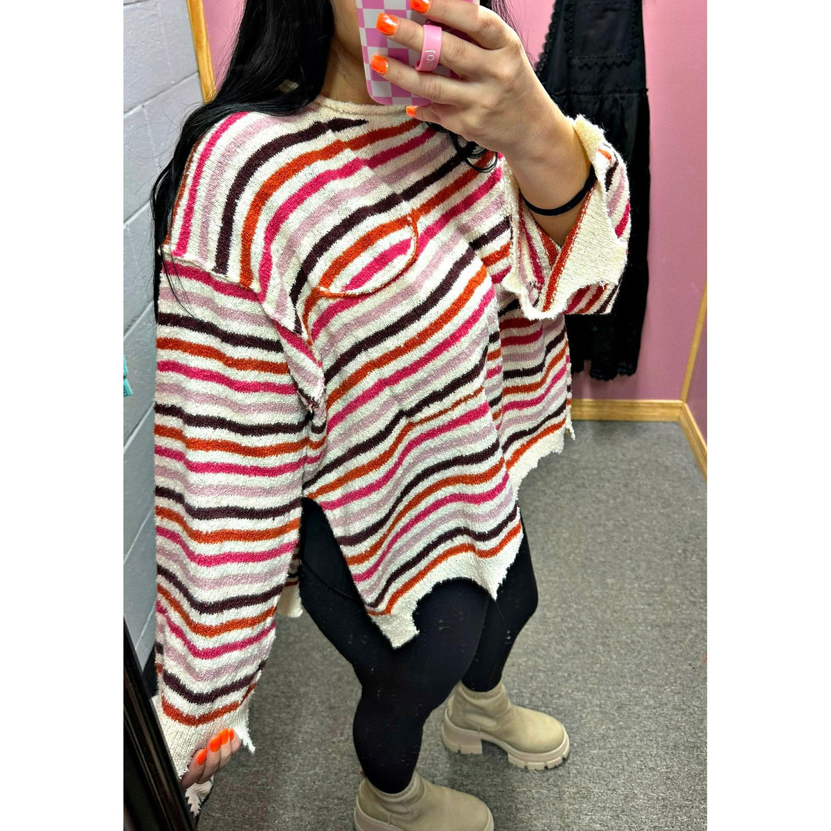 Fiona Boho Stripe Long Sleeve Sweater