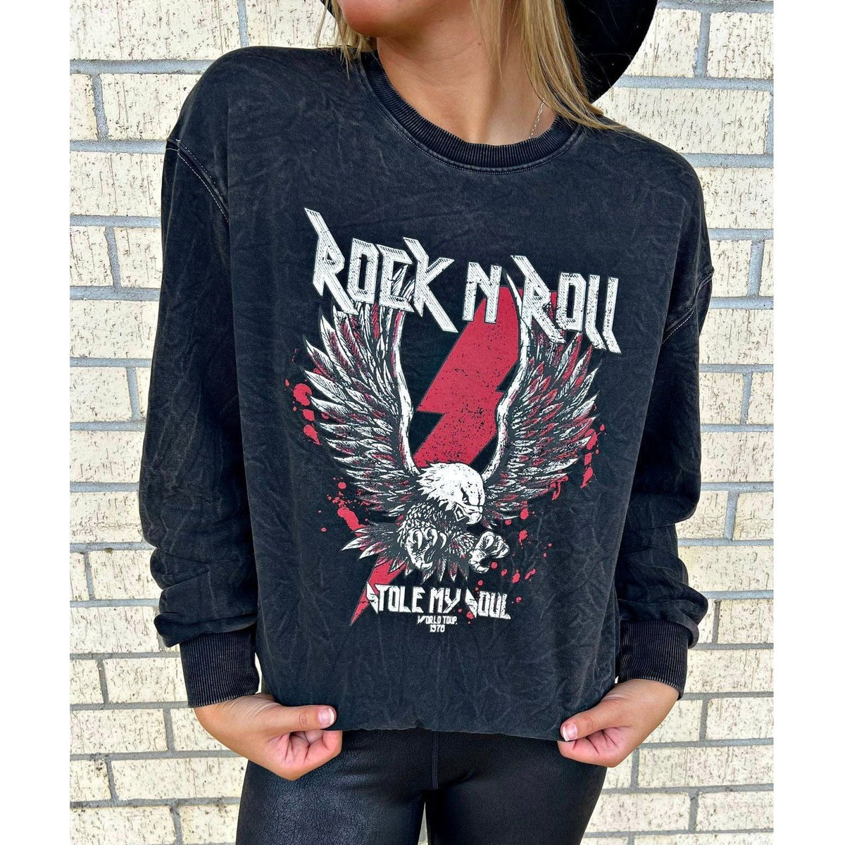 Rock and Roll Mineral Wash Black Sweatshirt