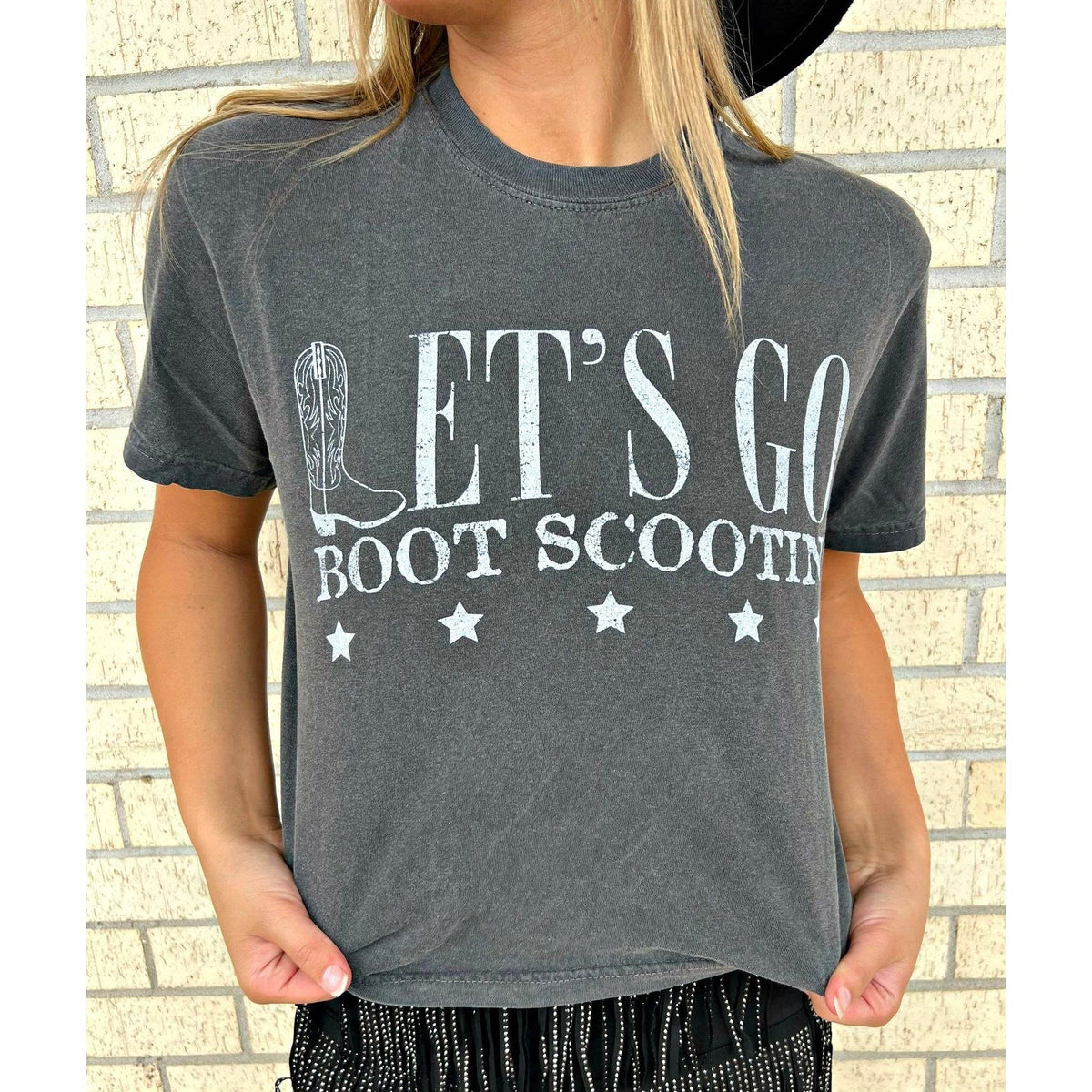 Let&#39;s Go Boot Scootin&#39; long crop tee