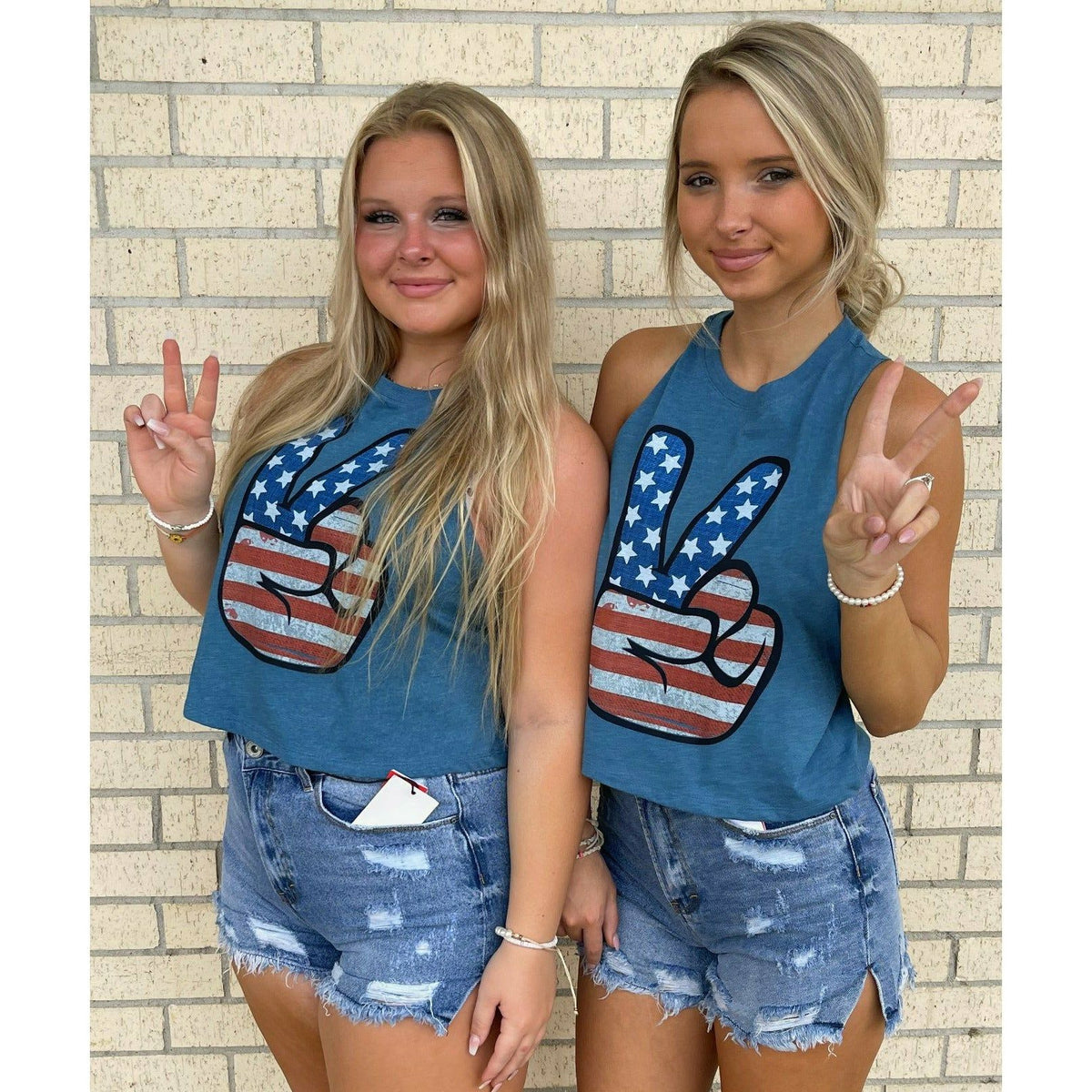 Peace Sign Flag Crop Tank 4th of july