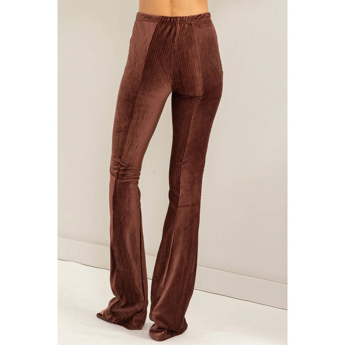 EVERYDAY Essential Striped Velour Brown Pant