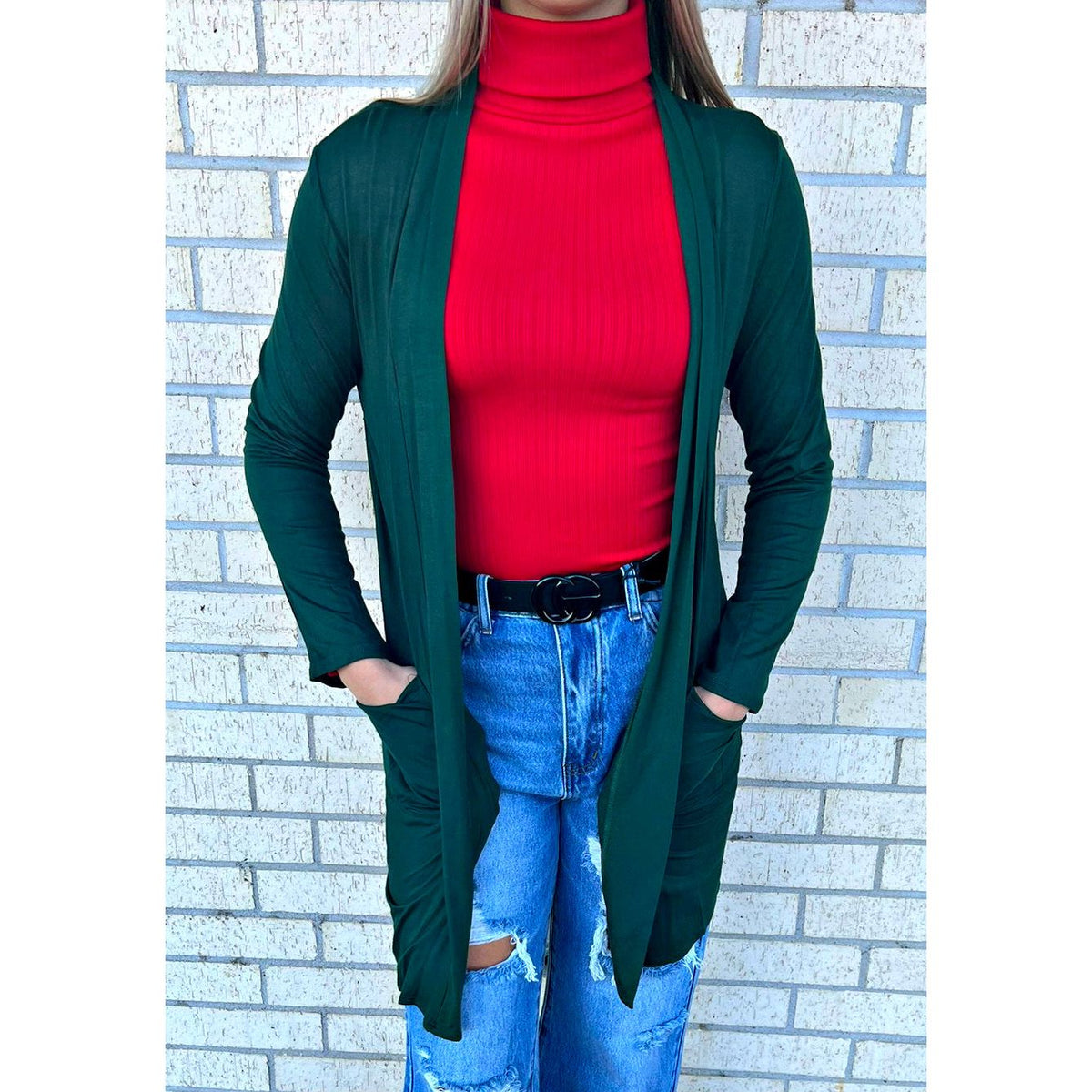 andi Red Turtle Neck Top