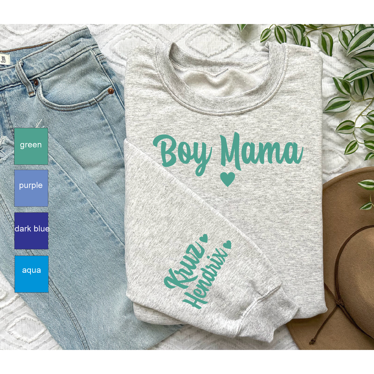 Boy Mama Sleeve Custom Sweatshirt