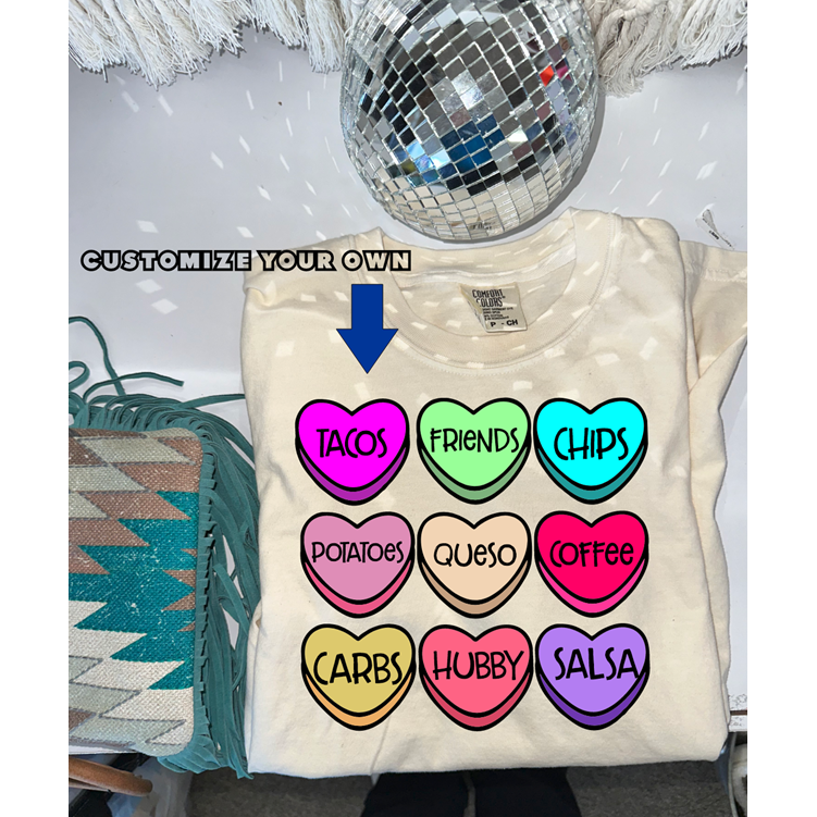 custom heart Valentine Tee or Sweatshirt (pick your own)