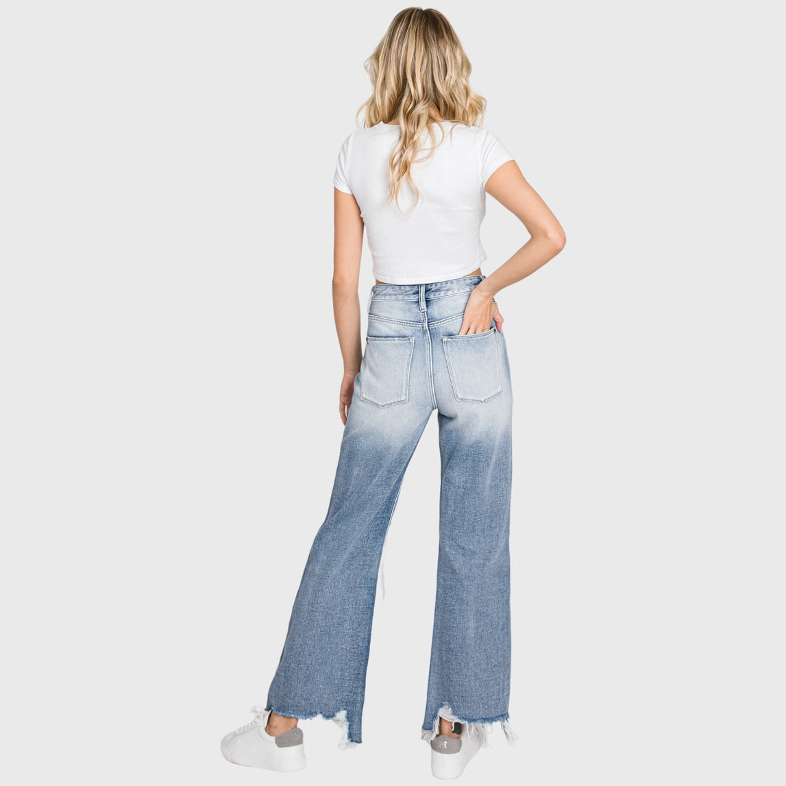 Distressed High Rise Rigid Vintage Cropped Flare