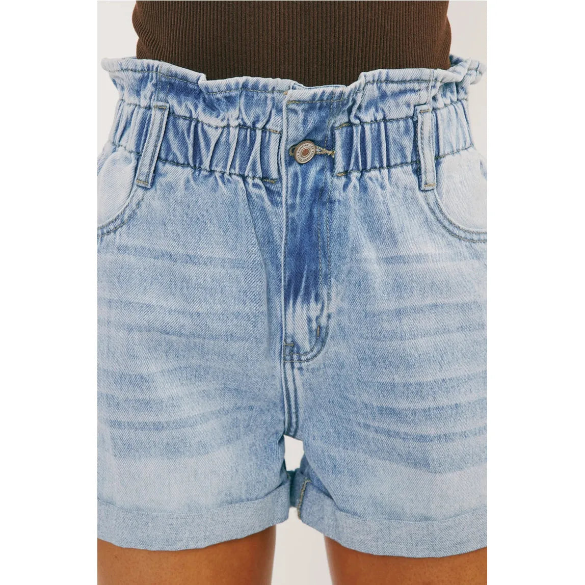 Kancan Light wash Paperbag Shorts