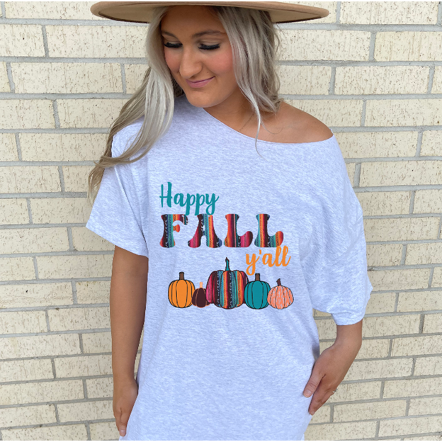 Happy Fall Y&#39;all serape Tee or sweatshirt