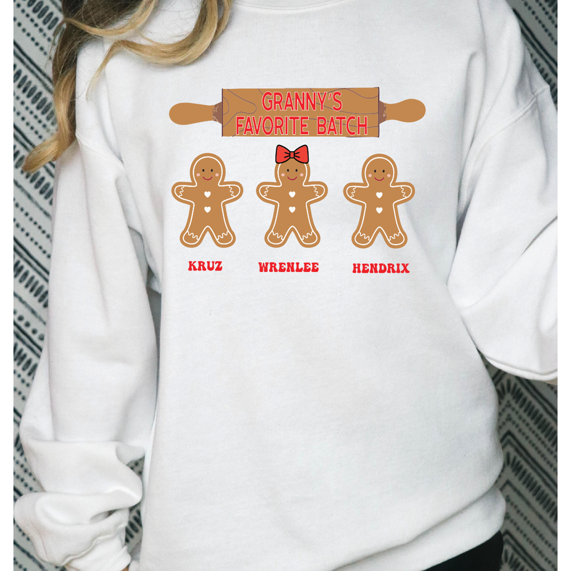 Grandma&#39;s (or ANY NAME CUSTOM) Favorite Batch Cookies Christmas Tee or Sweatshirt